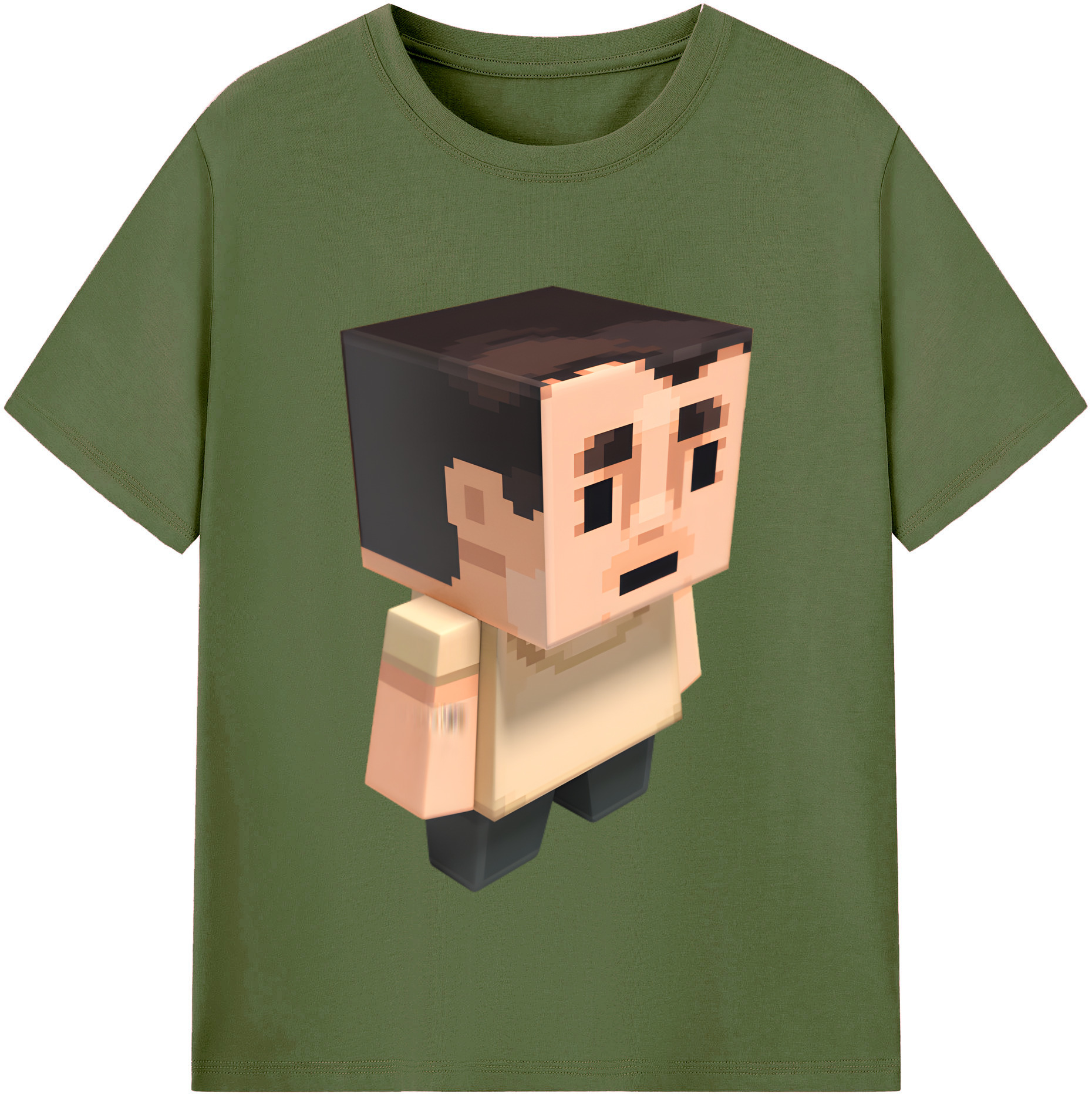 （画像用） マインクラフト ブロックの世界 Minecraft MC Block world 綿100％半袖Tシャツ（フロントプリント）